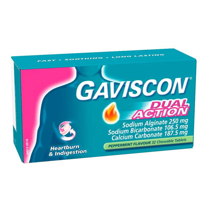 Gaviscon Dual Action Peppermint Tablets 16s