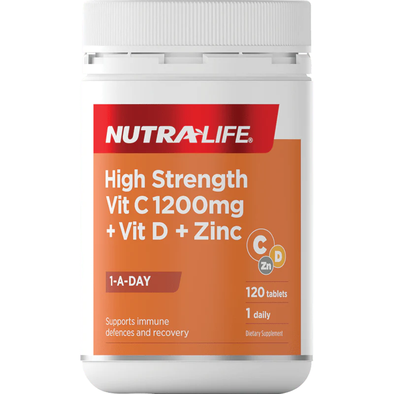 Nutra-Life High Strength Vit C 1200mg + Vit D + Zinc Tablets 120s